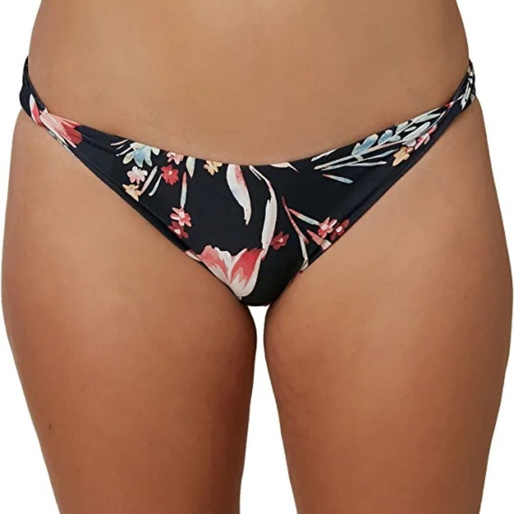 O'NEILL  Strappy Twist Side Hipster Bikini Swimsuit Bottom - BLACK/FLORAL